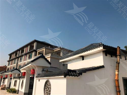上海仿古树脂瓦一体屋檐装饰塑料瓦片 古建筑门楼围墙瓦中式门头仿古瓦 星发牌定制